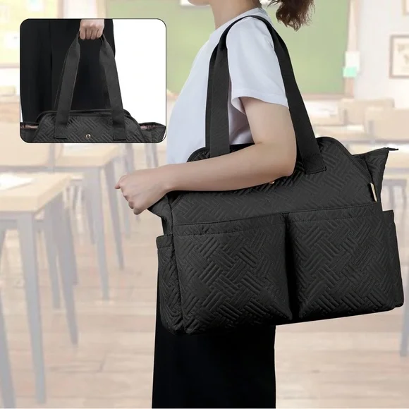 Fasrom Teacher Tote Bag for Work Women
 Color: Black - Picture 4 of 12
